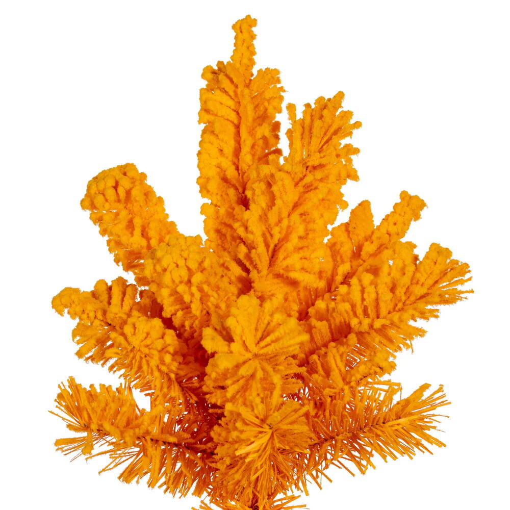 6'6"Hx38"W Flocked Slim Fir Artificial Christmas Tree, Unlit -Yellow - Image 2