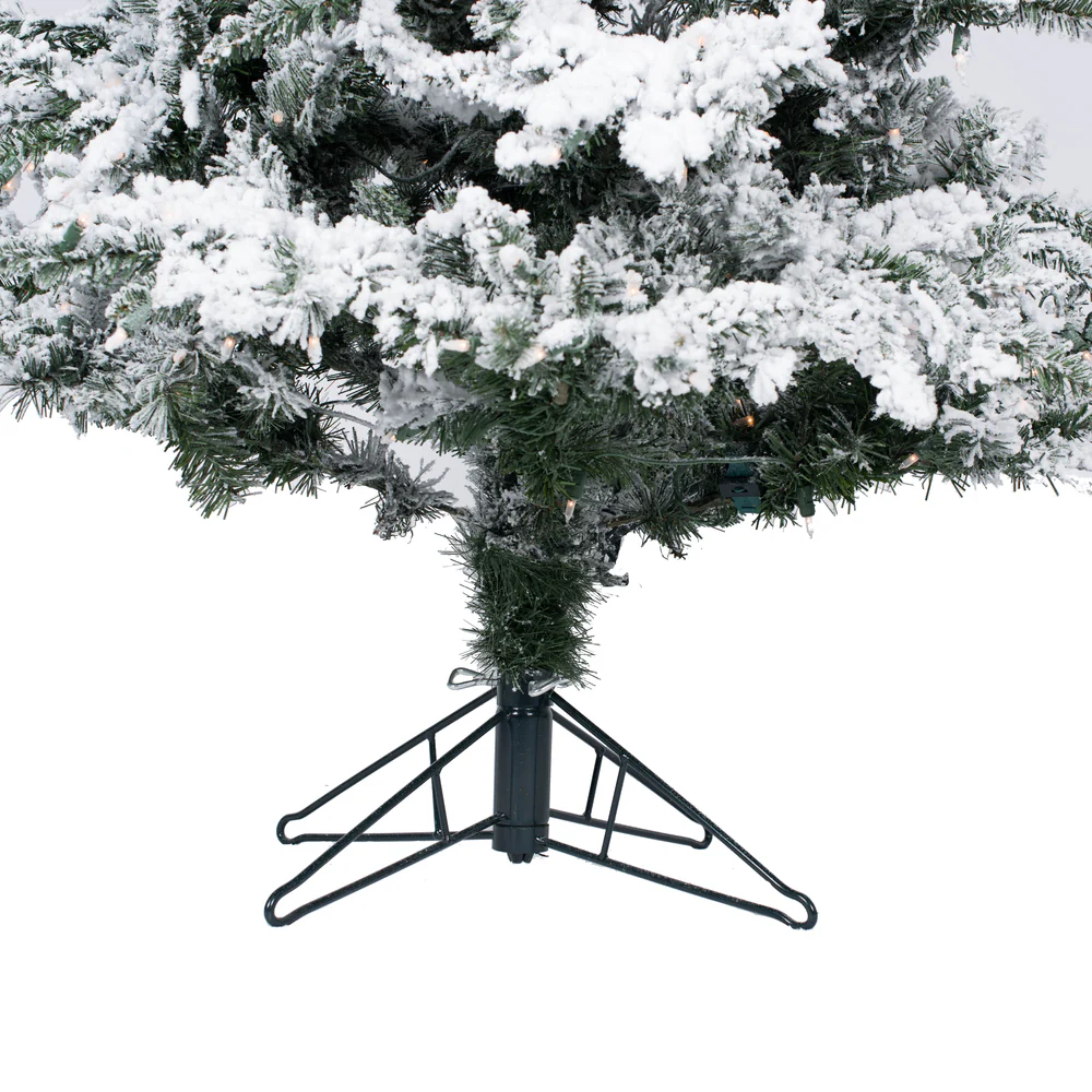 6'6"Hx39"W Flocked Slim Utica Fir Artificial Christmas Tree, Unlit -White/Green - Image 4