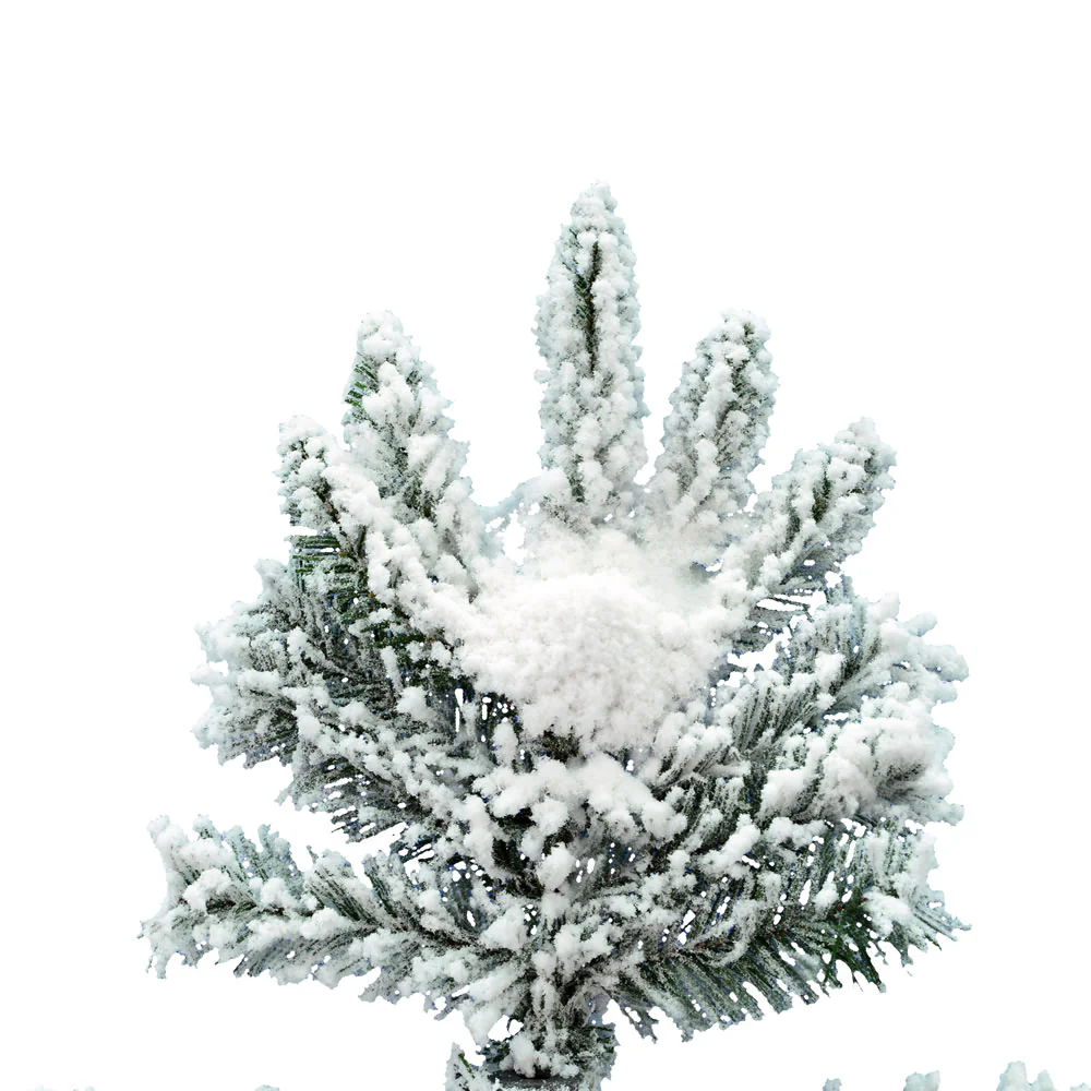 6'6"Hx39"W Flocked Slim Utica Fir Artificial Christmas Tree, Unlit -White/Green - Image 5