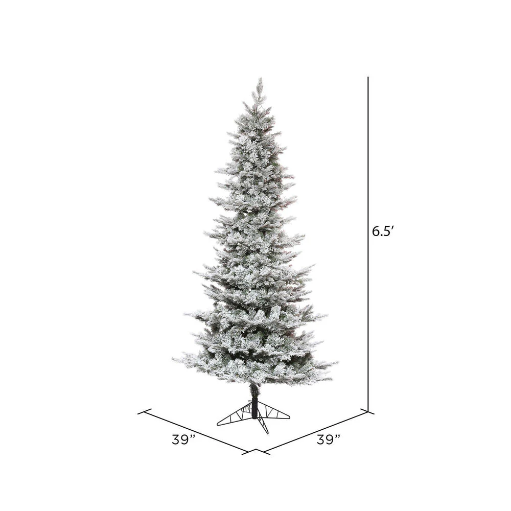 6'6"Hx39"W PE Flocked Slim Kiana Artificial Christmas Tree, Unlit -White - Image 2