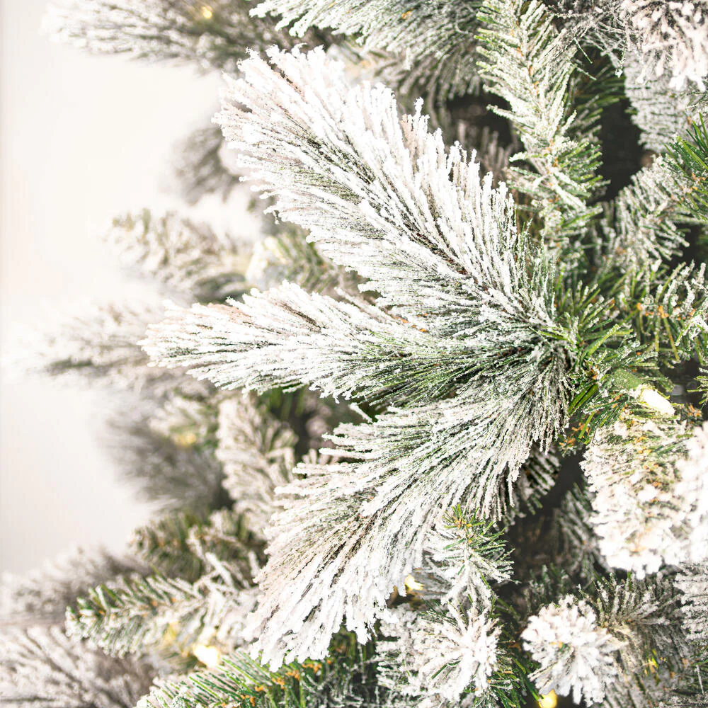 6'6"Hx40"W Frosted Slim Scotch Pine Artificial Christmas Tree, LED Pre-Lit -White - Image 2