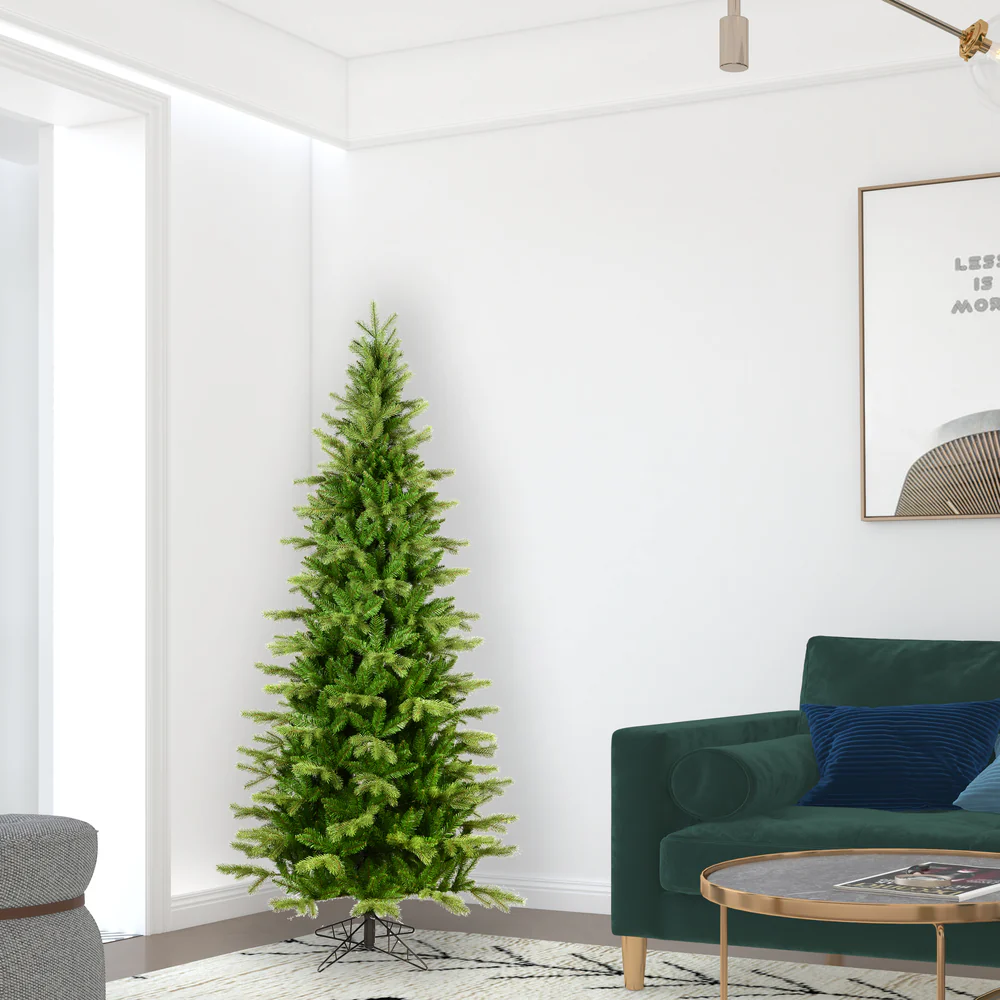 6'6"Hx40"W PE Slim Balsam Spruce Artificial Christmas Tree, Unlit -Green - Image 4