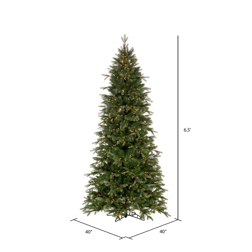 6'6"Hx40"W PE Slim Douglas Fir Artificial Christmas Tree, Micro LED Pre-Lit -Green - Image 3