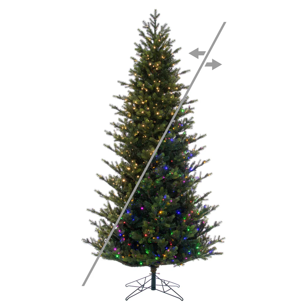 6'6"Hx41"W PE Slim Welch Fraser Artificial Christmas Tree, Micro LED Pre-Lit (Multi-Mode) -Green