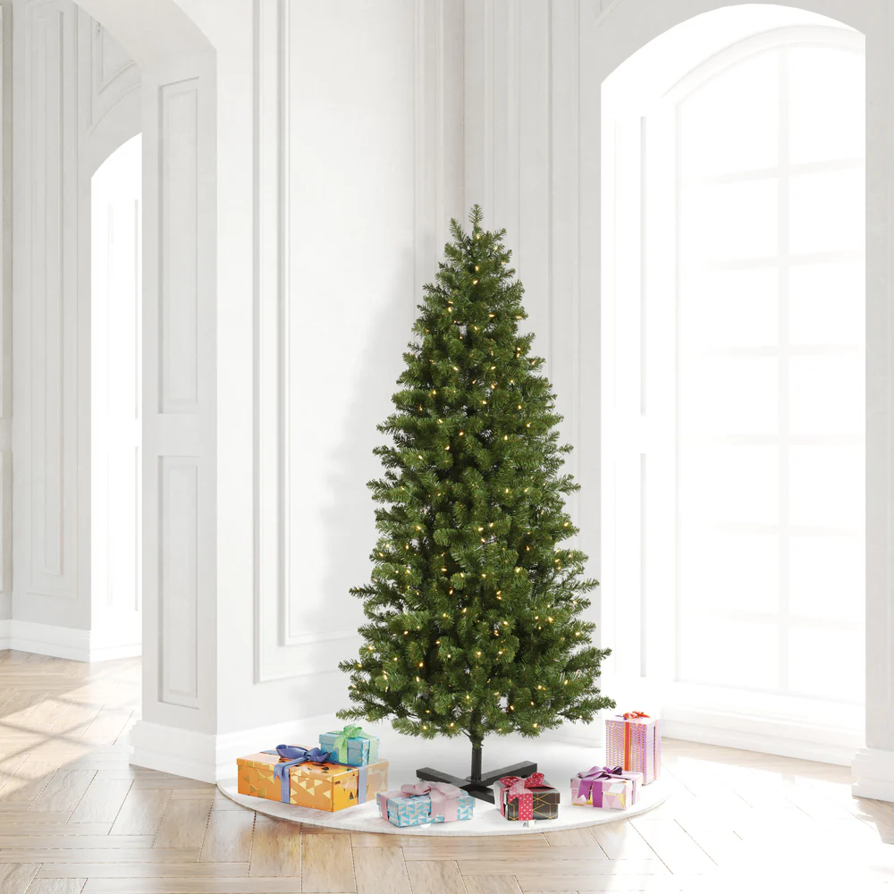 6'6"Hx41"W Slim Grand Teton Pine Artificial Christmas Tree, LED Pre-Lit -Green - Image 5