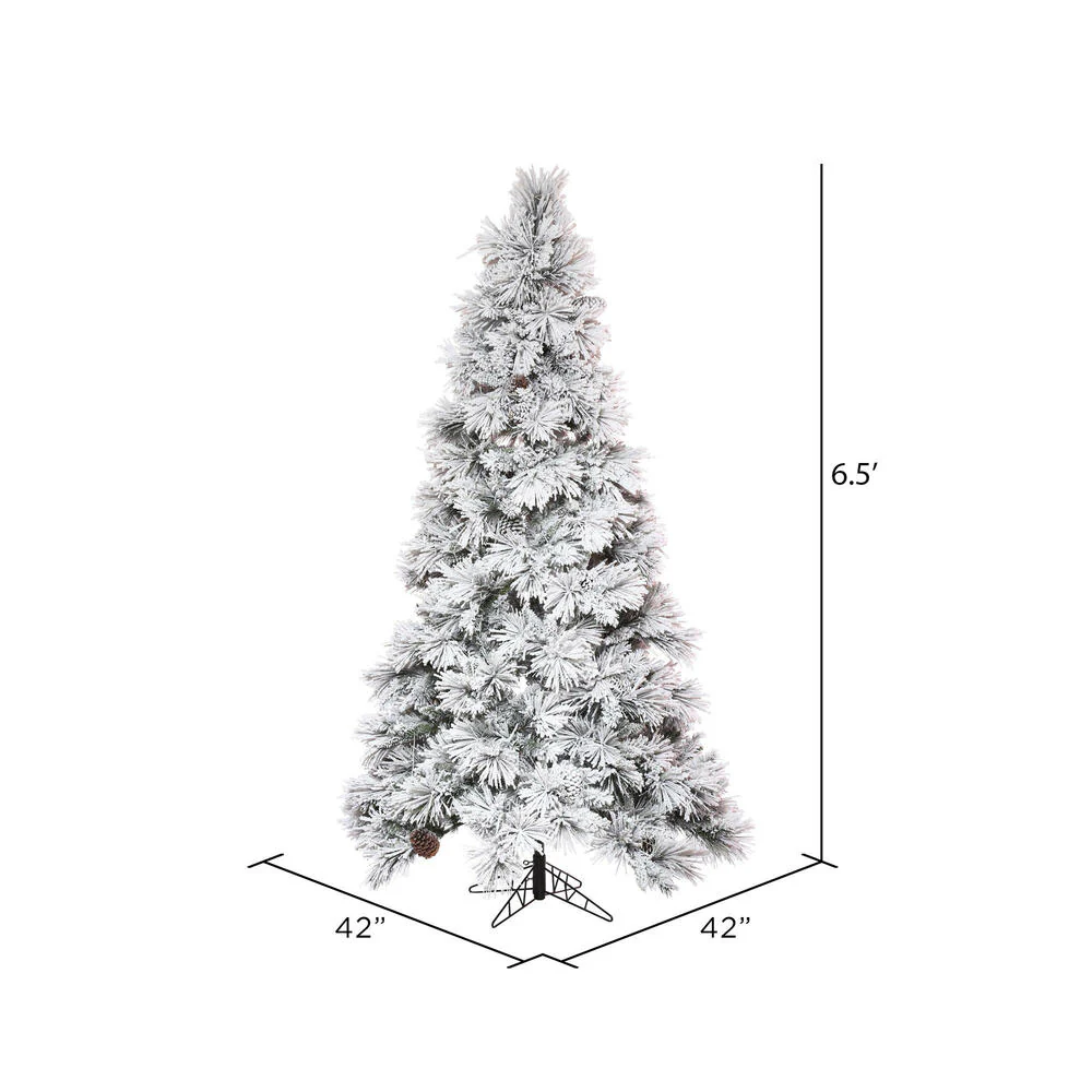 6'6"Hx42"W Flocked Slim Atka Pine Artificial Christmas Tree, Unlit -White - Image 3