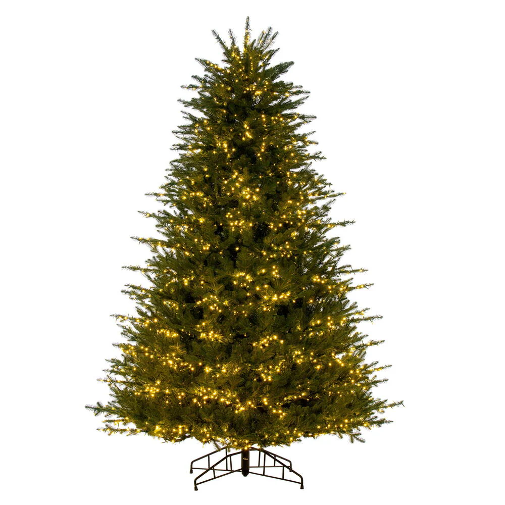 6'6"Hx42"W PE Georgian Fraser Fir Artificial Christmas Tree, Micro LED Pre-Lit -Green