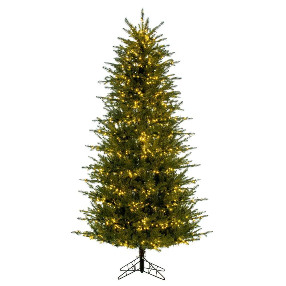 6'6"Hx42"W PE Slim Georgian Fraser Fir Artificial Christmas Tree, Micro LED Pre-Lit -Green
