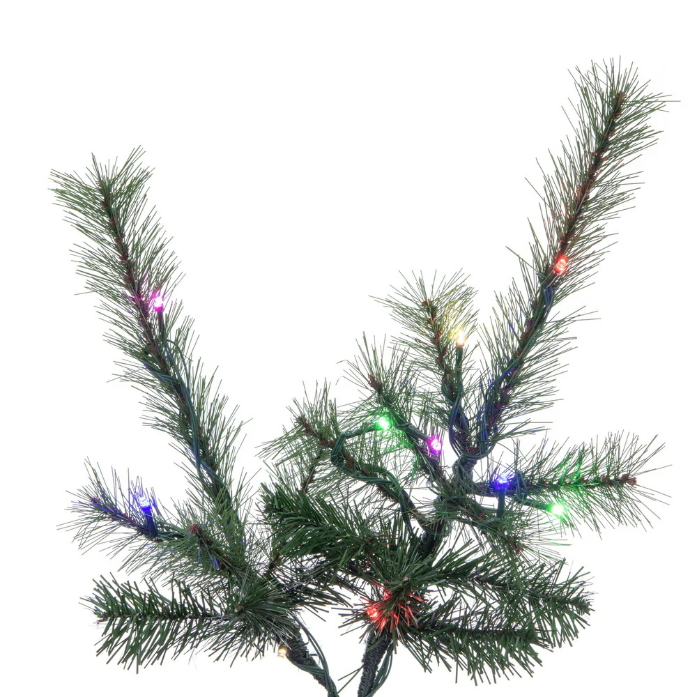 6'6"Hx44"W Slim Lodge Pole Pine Artificial Christmas Tree, Micro LED Pre-Lit (Multi-Mode) -Green - Image 3