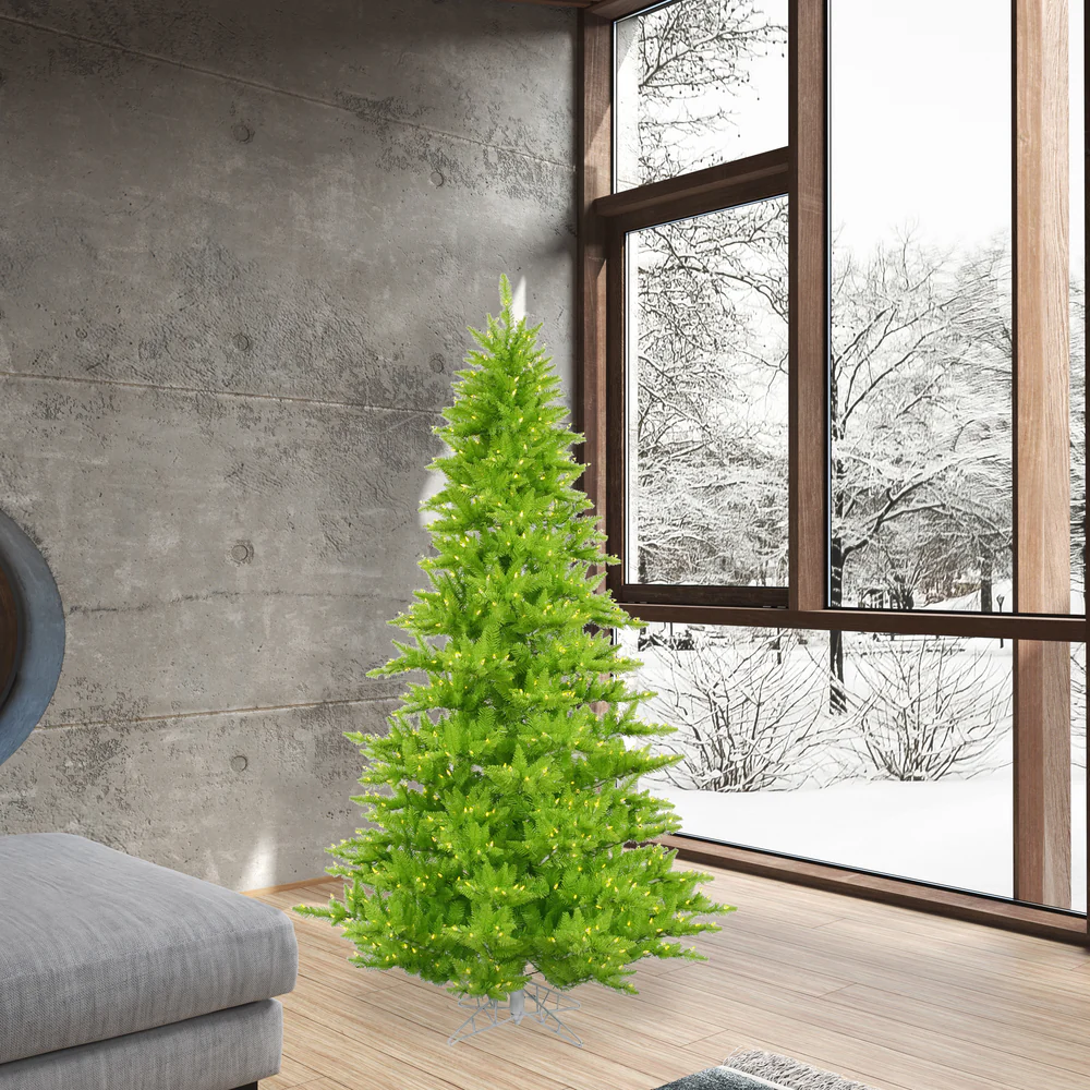 6'6"Hx46"W Fir Artificial Christmas Tree, LED Pre-Lit (Lime) -Lime - Image 3