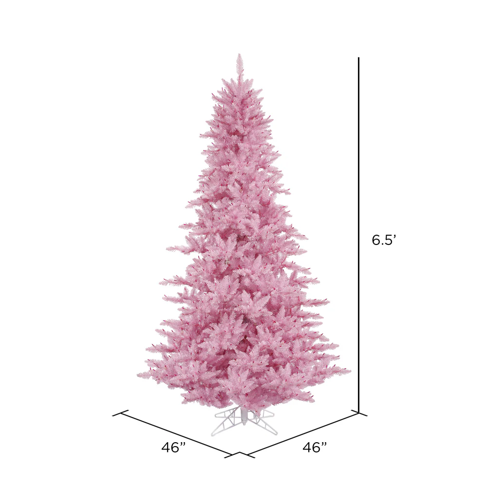 6'6"Hx46"W Fir Artificial Christmas Tree, Unlit -Pink - Image 2
