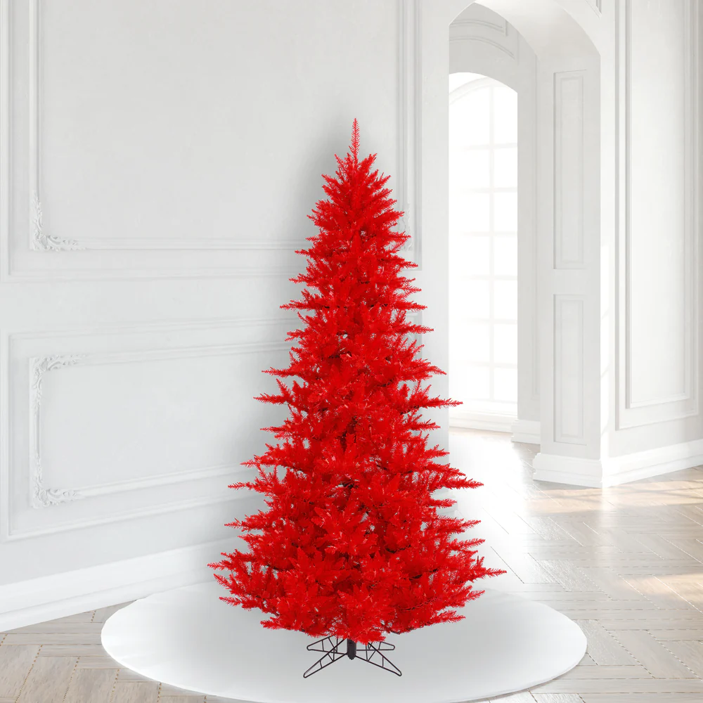 6'6"Hx46"W Fir Artificial Christmas Tree, Unlit -Red - Image 4