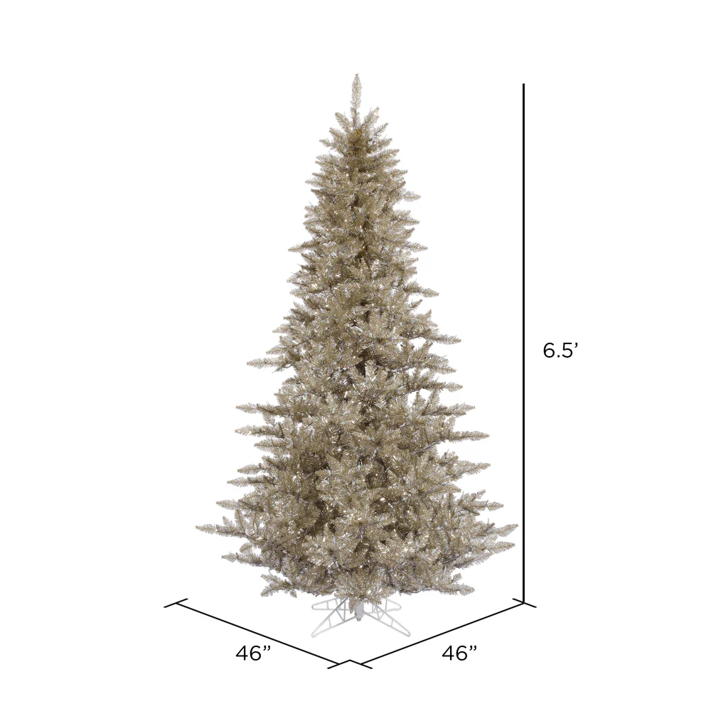6'6"Hx46"W Tinsel Fir Artificial Christmas Tree, Unlit -Champagne - Image 3