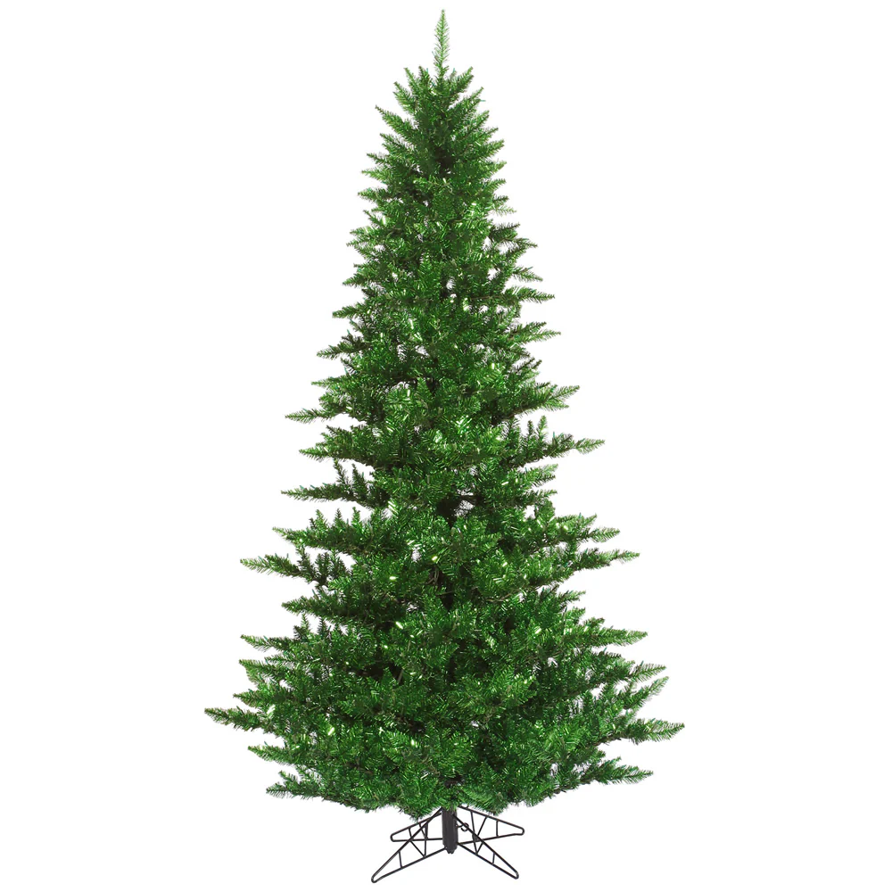 6'6"Hx46"W Tinsel Fir Artificial Christmas Tree, Unlit -Green