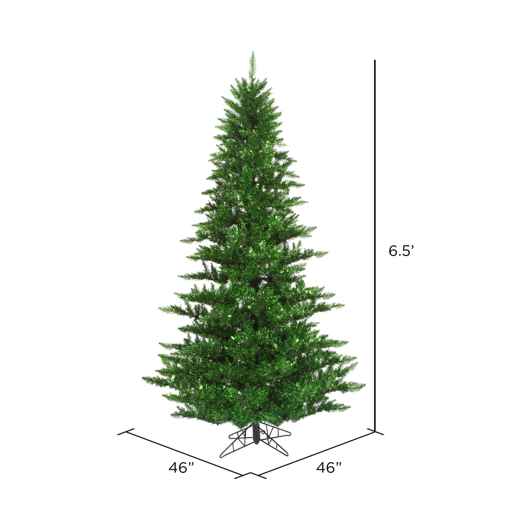 6'6"Hx46"W Tinsel Fir Artificial Christmas Tree, Unlit -Green - Image 2