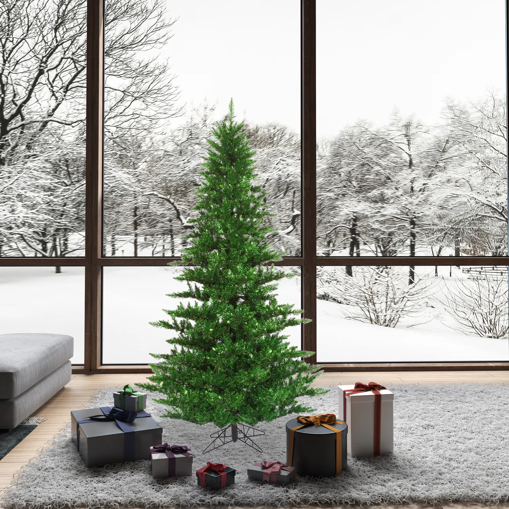 6'6"Hx46"W Tinsel Fir Artificial Christmas Tree, Unlit -Green - Image 4