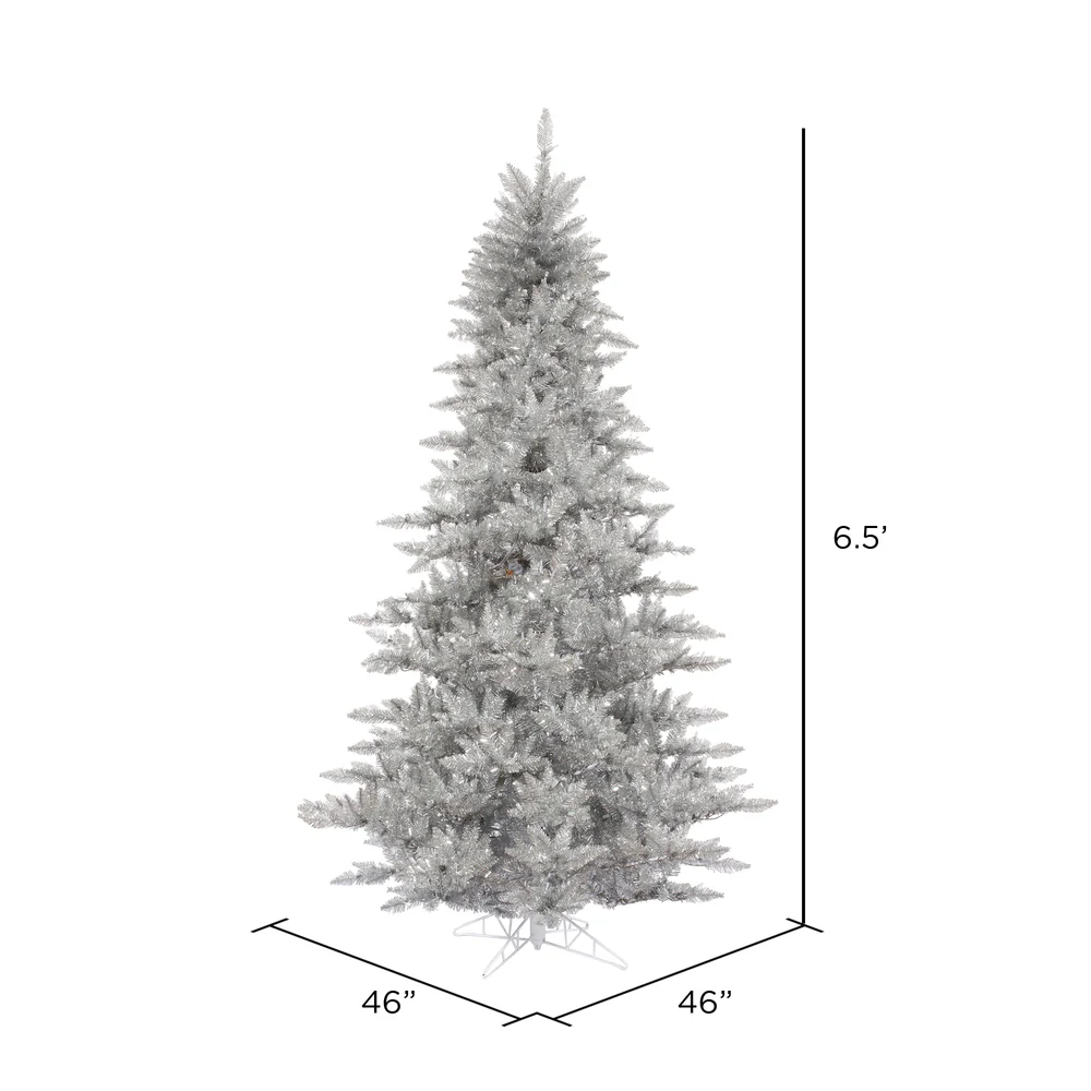 6'6"Hx46"W Tinsel Fir Artificial Christmas Tree, Unlit -Silver - Image 3