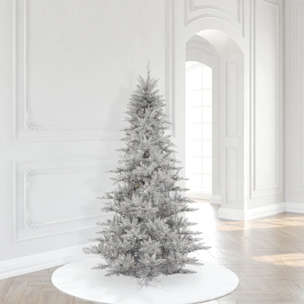 6'6"Hx46"W Tinsel Fir Artificial Christmas Tree, Unlit -Silver - Image 6