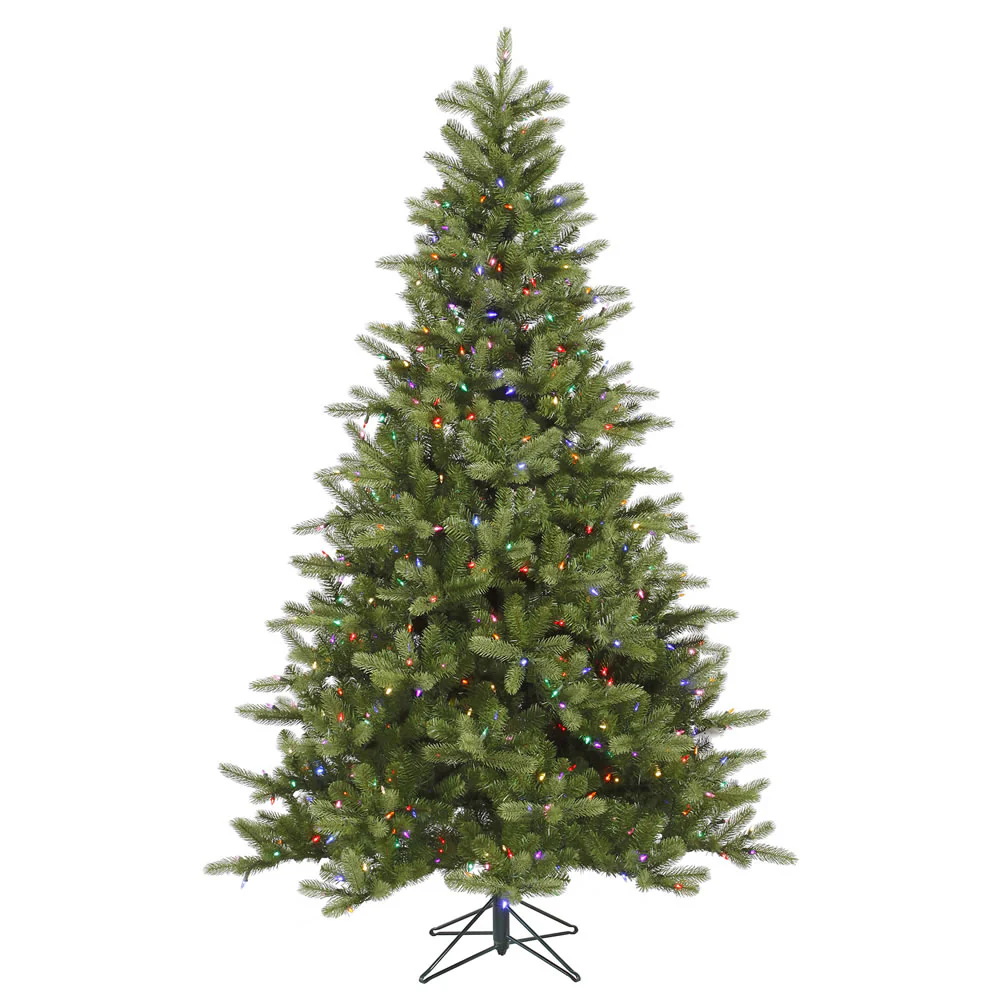 6'6"Hx47"W PE King Spruce Artificial Christmas Tree, LED Pre-Lit (Multicolor) -Green