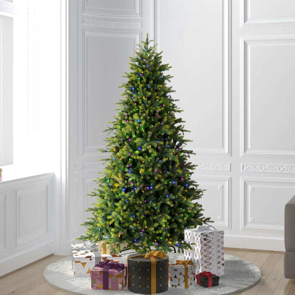 6'6"Hx48"W PE Jersey Fraser Artificial Christmas Tree, RGB LED Pre-Lit (Multi-Mode) -Green - Image 7