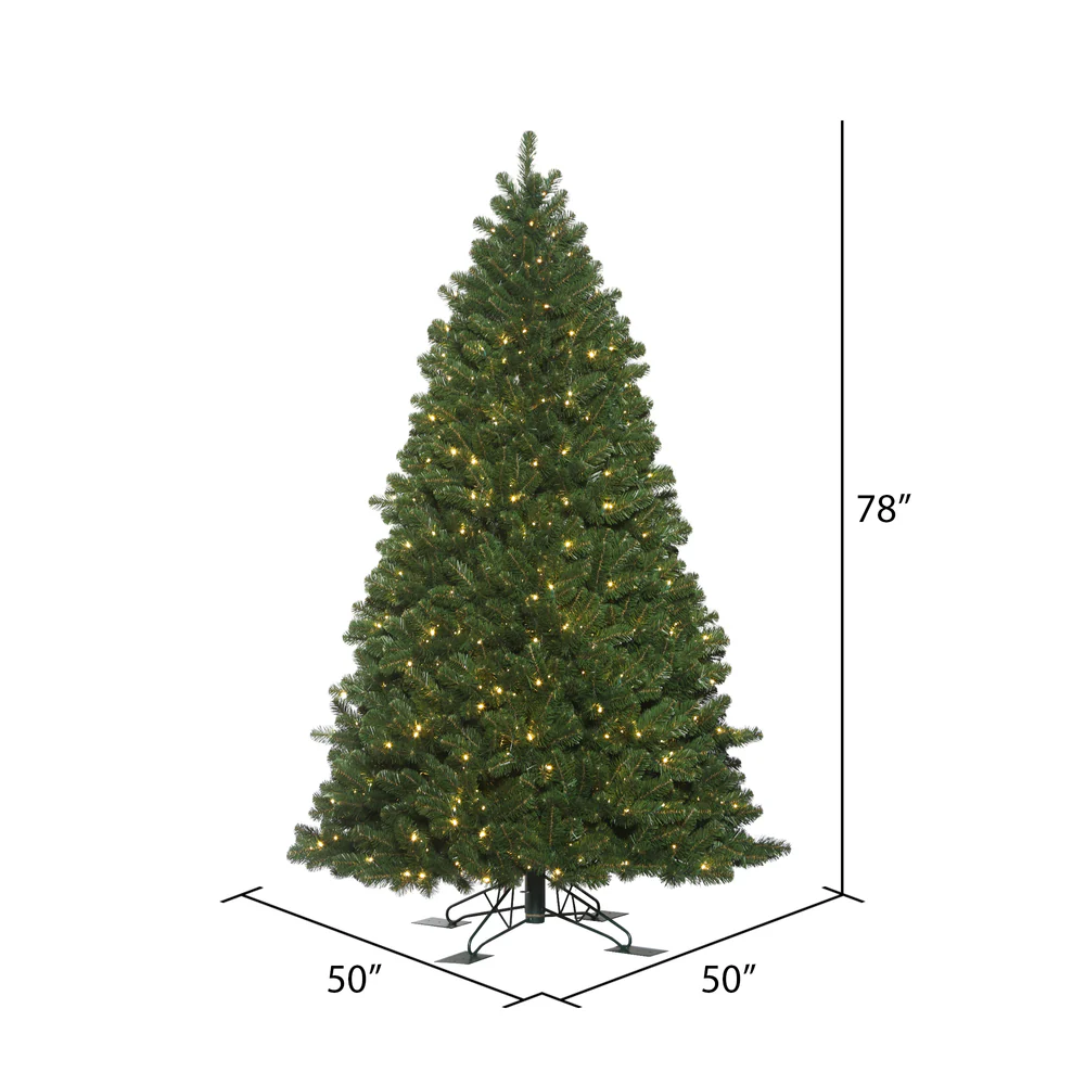 6'6"Hx50"W Outdoor UV-Resistant Oregon Fir Artificial Christmas Tree, LED Pre-Lit -Green - Image 2