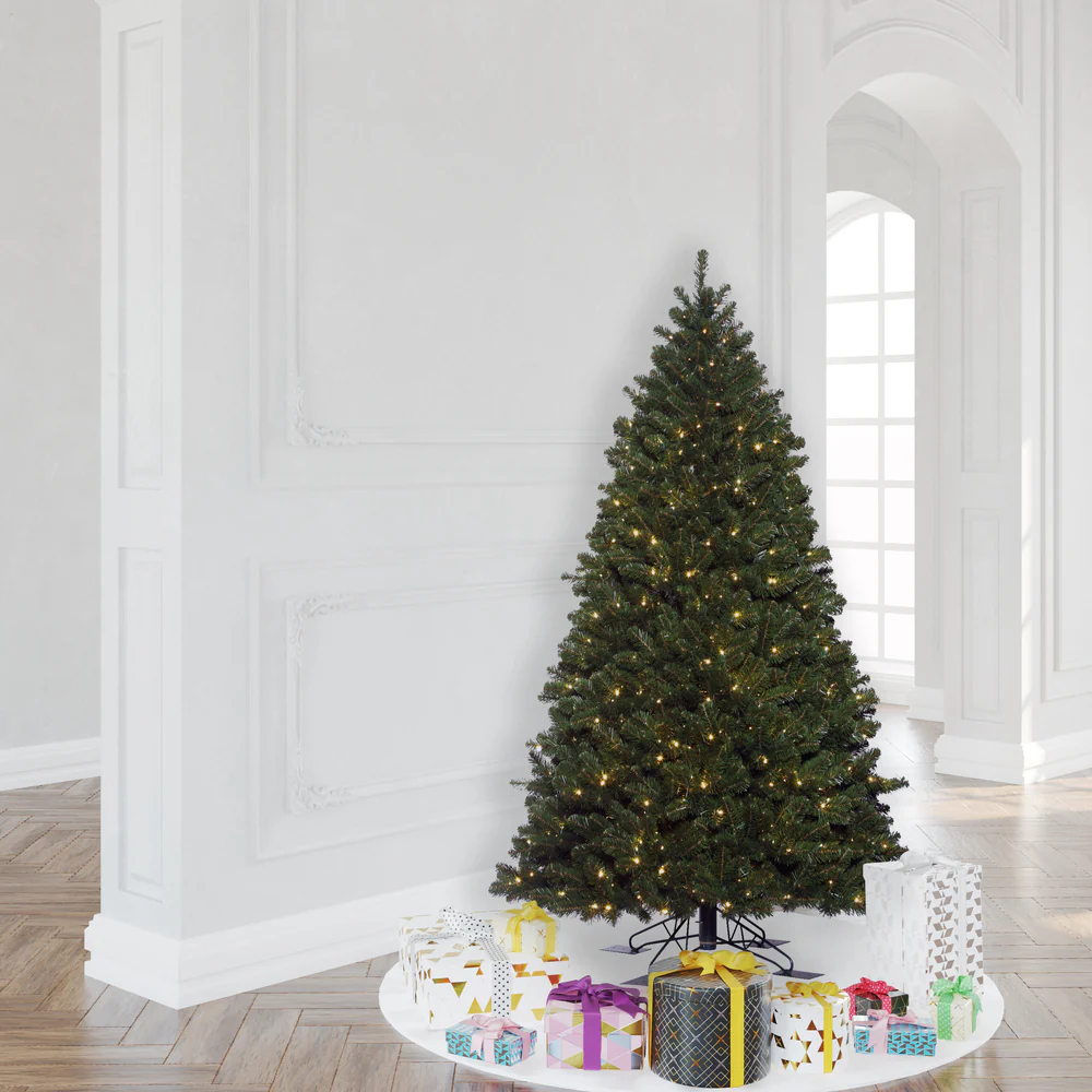 6'6"Hx50"W Outdoor UV-Resistant Oregon Fir Artificial Christmas Tree, LED Pre-Lit -Green - Image 3