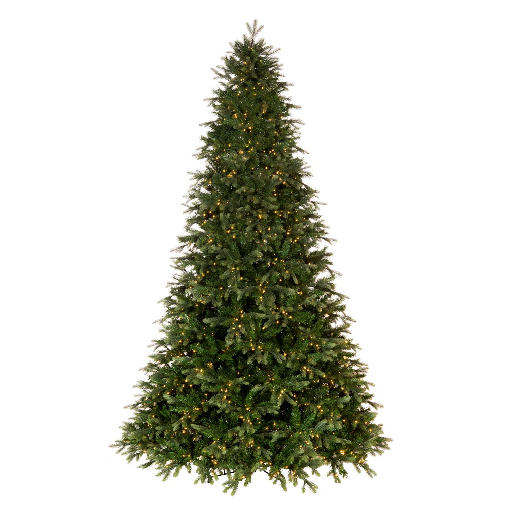 6'6"Hx50"W PE Douglas Fir Artificial Christmas Tree, Micro LED Pre-Lit -Green