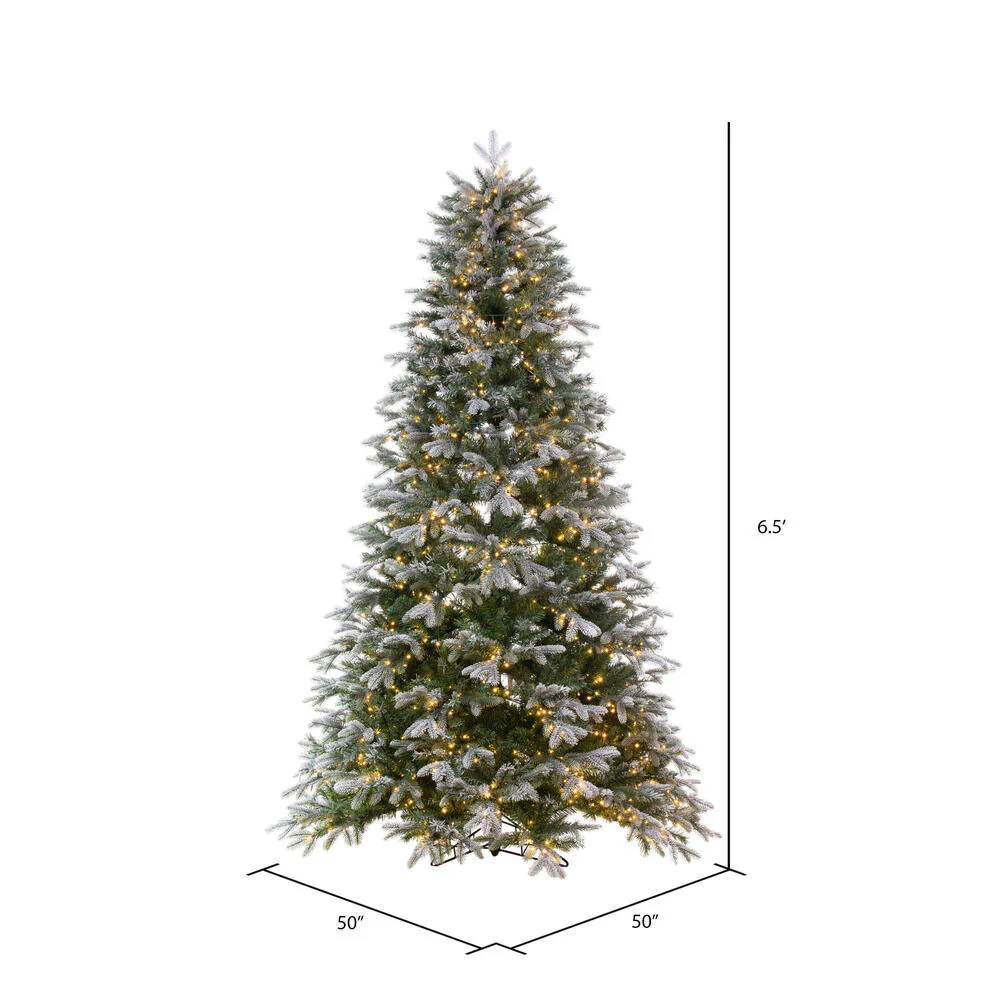 6'6"Hx50"W PE Frosted Douglas Fir Artificial Christmas Tree, LED Pre-Lit -Green - Image 3