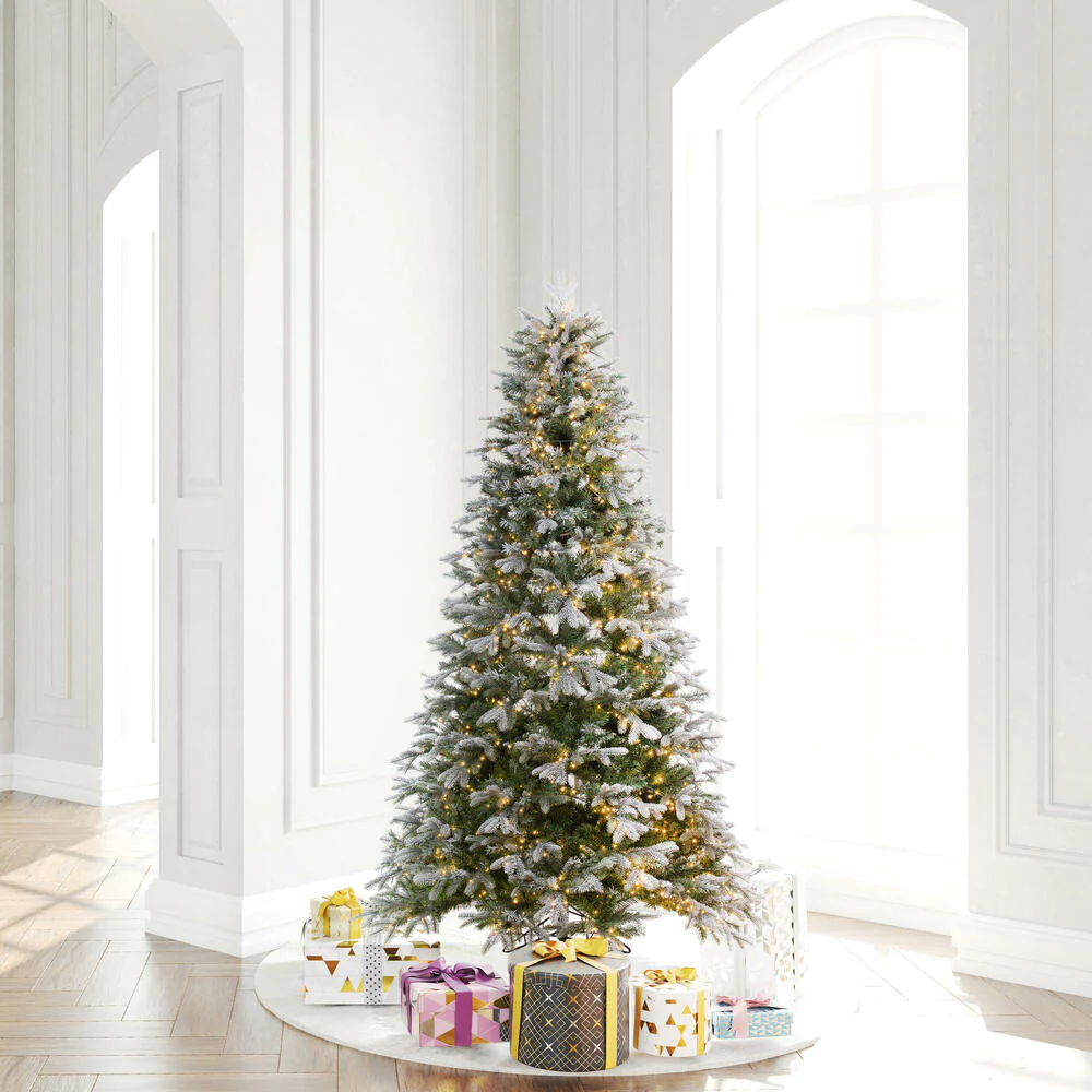 6'6"Hx50"W PE Frosted Douglas Fir Artificial Christmas Tree, LED Pre-Lit -Green - Image 6