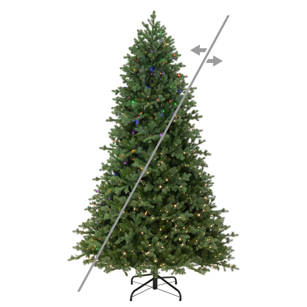 6'6"Hx51"W PE Northern Blue Spruce Artificial Christmas Tree, LED Pre-Lit (Multi-Mode) -Green
