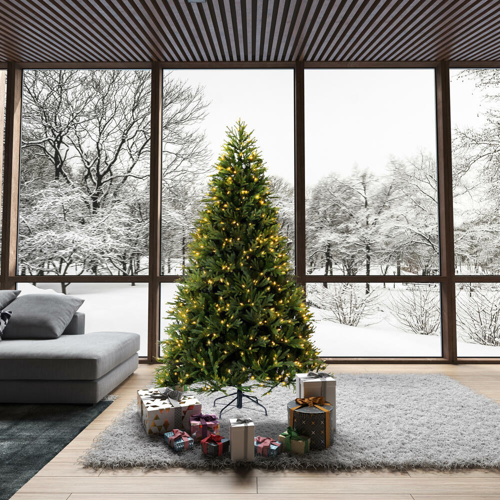 6'6"Hx52"W PE Tiffany Fraser Artificial Christmas Tree, LED Pre-Lit -Green - Image 8