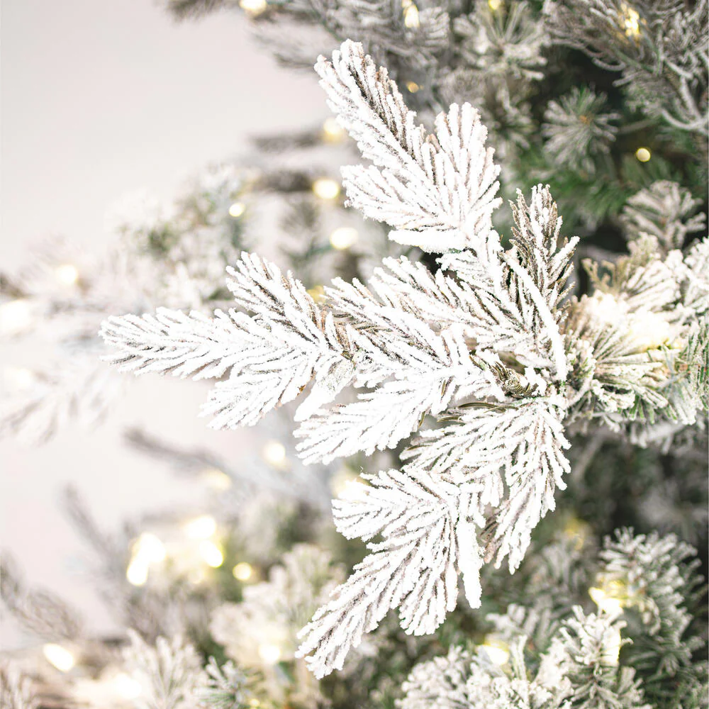 6'6"Hx54"W PE Flocked Kiana Artificial Christmas Tree, LED Pre-Lit -White - Image 2