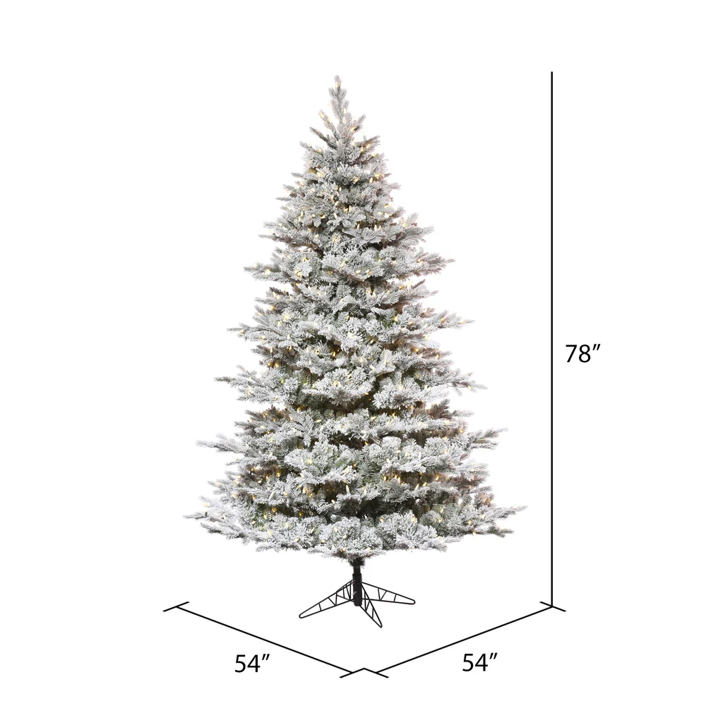 6'6"Hx54"W PE Flocked Kiana Artificial Christmas Tree, LED Pre-Lit -White - Image 3