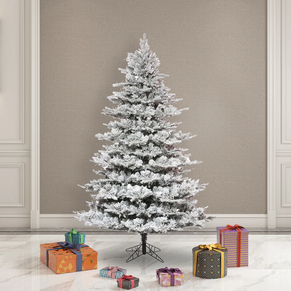6'6"Hx54"W PE Flocked Kiana Artificial Christmas Tree, Unlit -White - Image 3