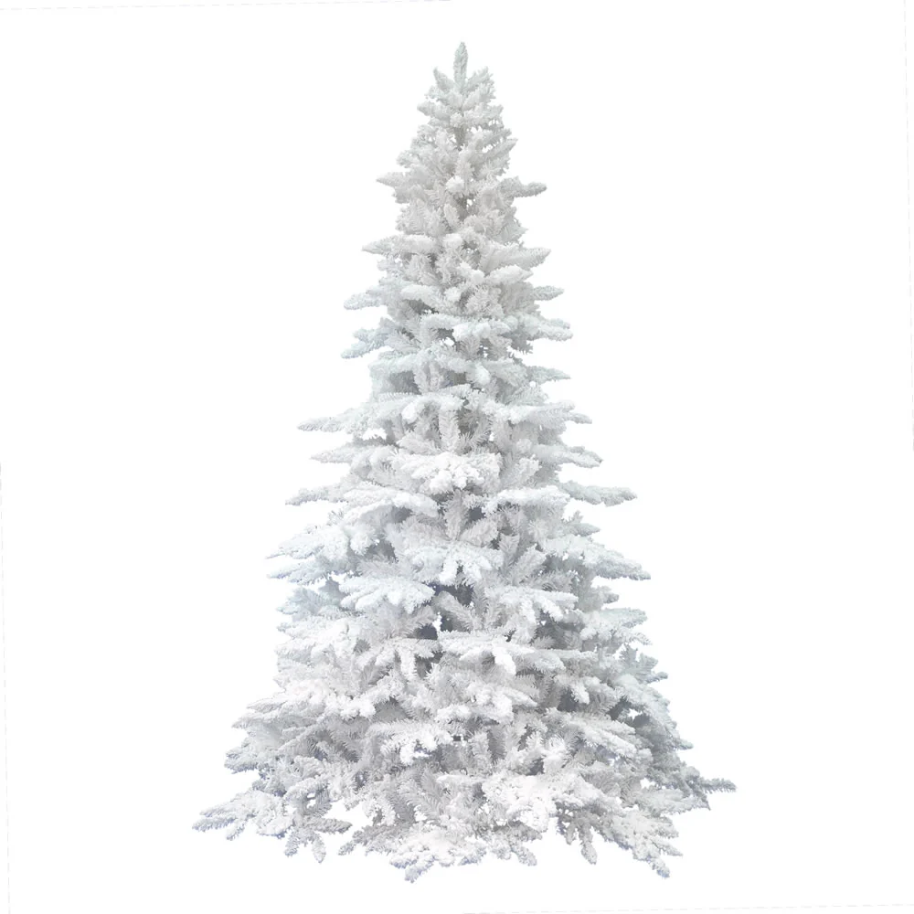 6'6"Hx56"W Flocked White Spruce Artificial Christmas Tree, Unlit -White