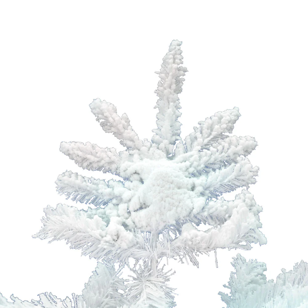 6'6"Hx56"W Flocked White Spruce Artificial Christmas Tree, Unlit -White - Image 2