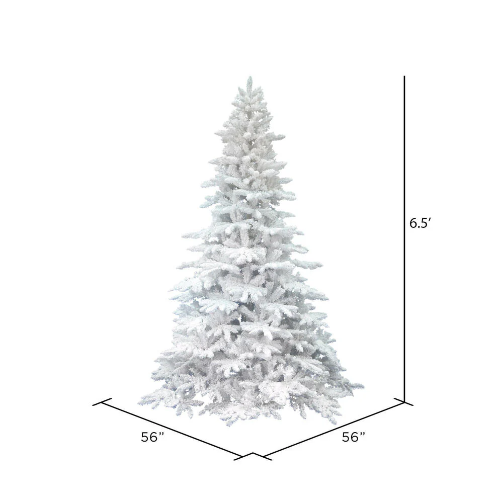 6'6"Hx56"W Flocked White Spruce Artificial Christmas Tree, Unlit -White - Image 3