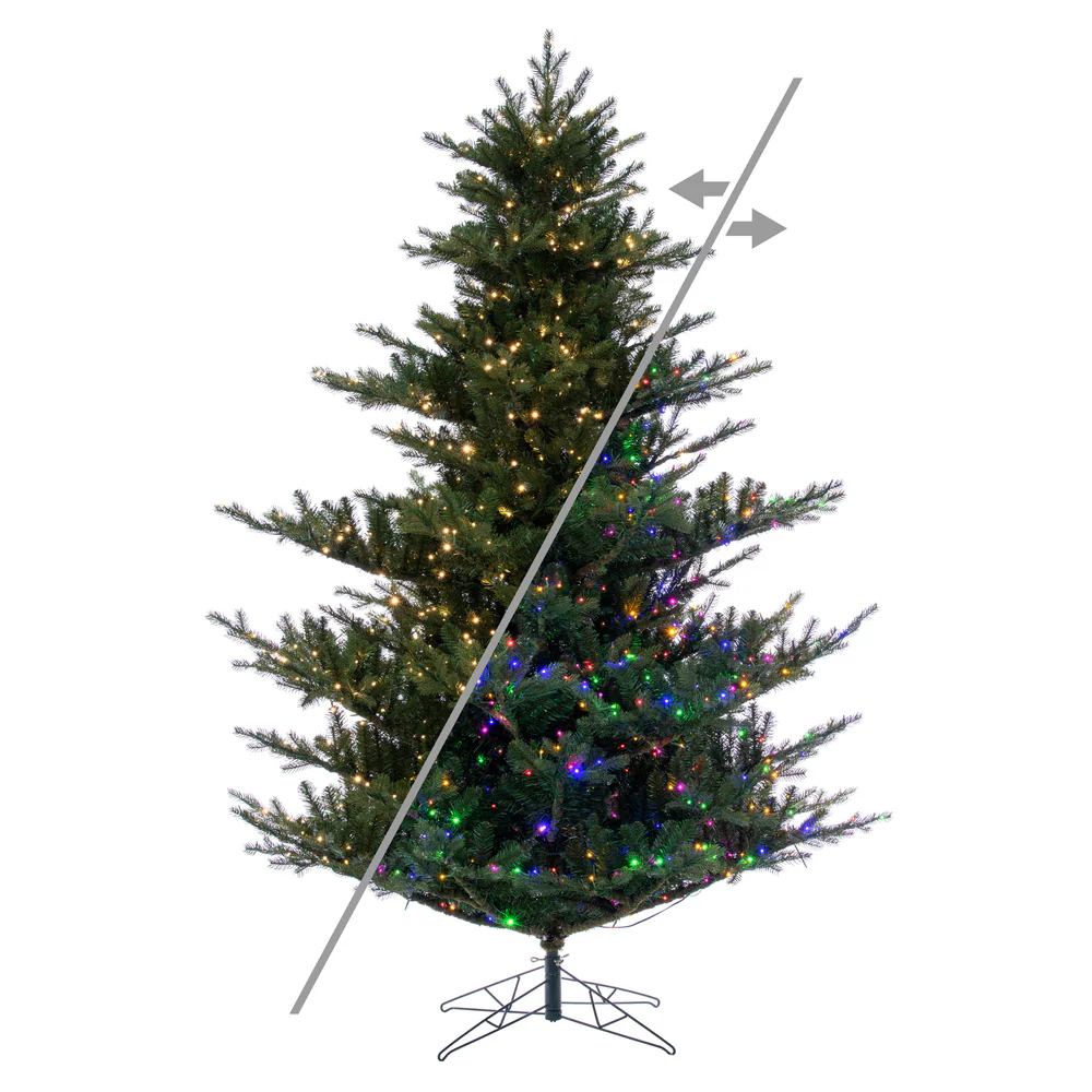 6'6"Hx63"W PE Sherwood Fir Artificial Christmas Tree, Micro LED Pre-Lit (Multi-Mode) -Green