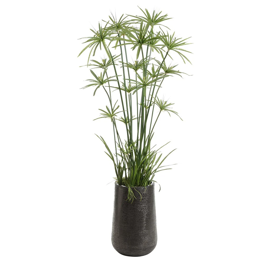 6'8" Artificial Papyrus Grass Plant w/Textured Planter -Green