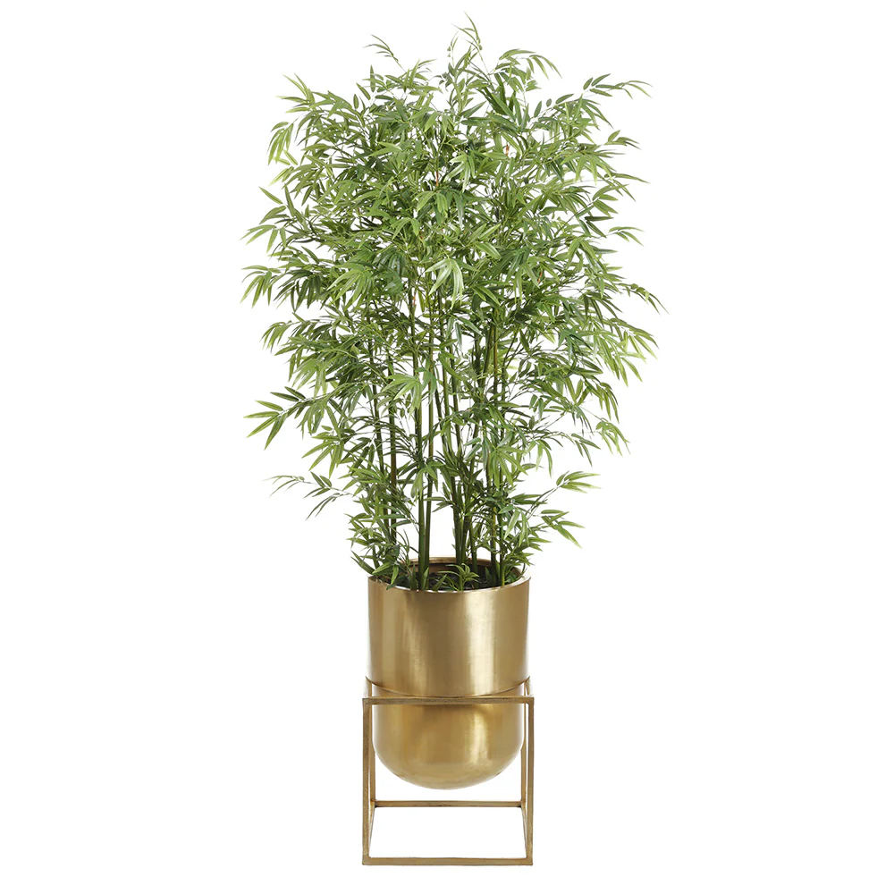 6'8"Hx43"W Bamboo Silk Tree w/Planter & Stand -Green