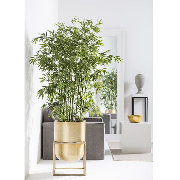 6'8"Hx43"W Bamboo Silk Tree w/Planter & Stand -Green - Image 2