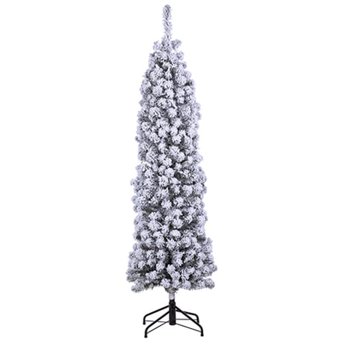 6'Hx19"W Flocked Tower Artificial Christmas Tree, Unlit -Snow