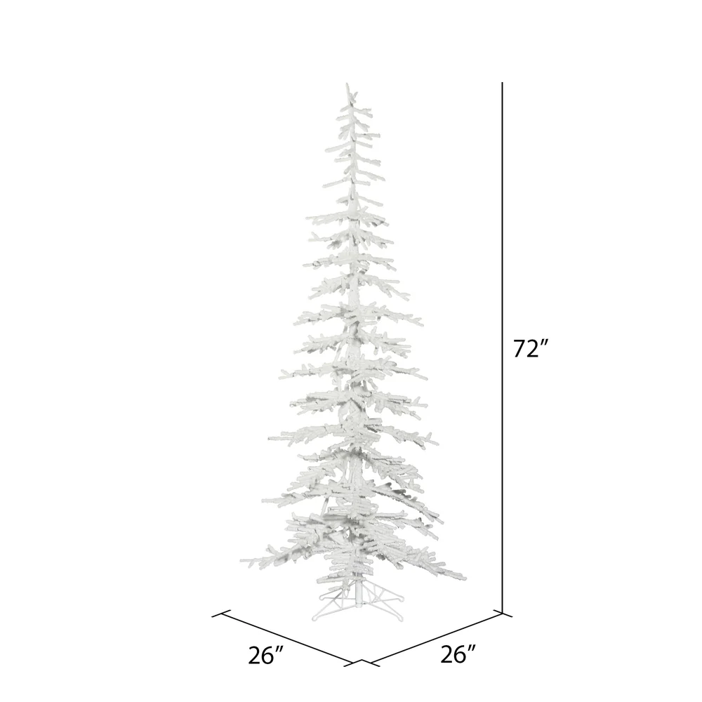 6'Hx26"W Flocked Kuna Pine Artificial Christmas Tree, Unlit -White - Image 3