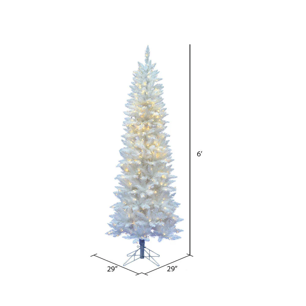 6'Hx29"W Pencil Sparkle White Spruce Artificial Christmas Tree, LED Pre-Lit -White - Image 3