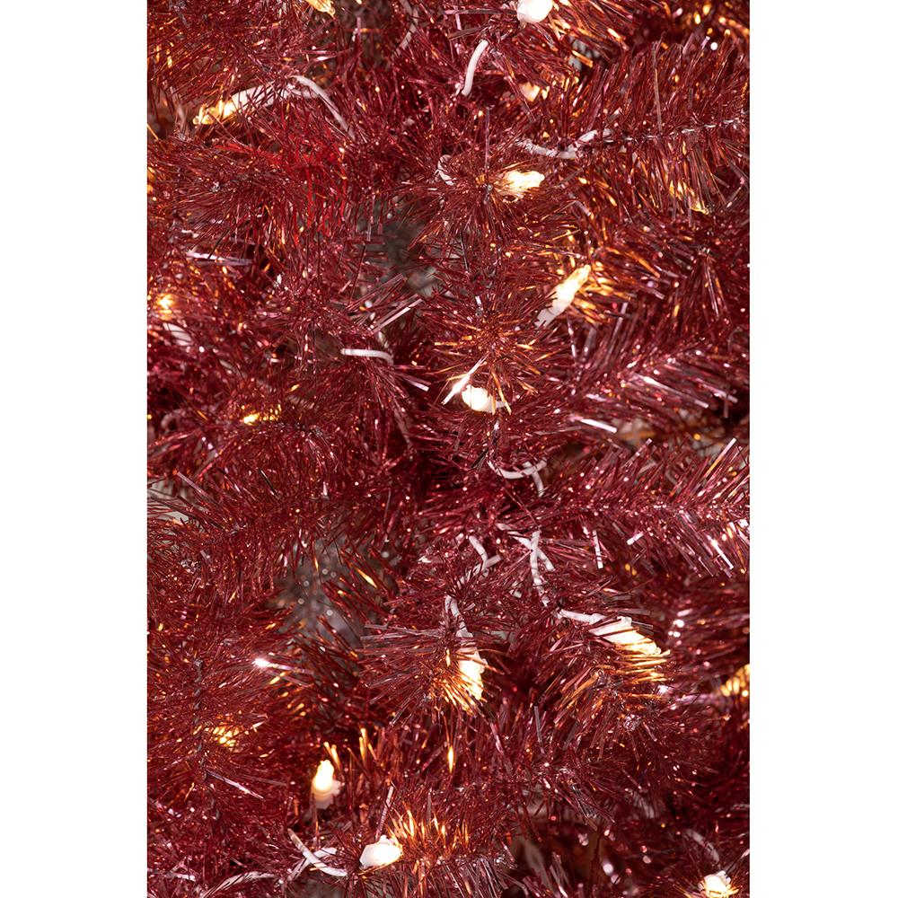 6'Hx30"W Blushing Pine Artificial Christmas Tree, LED Pre-Lit -Burgundy - Image 4