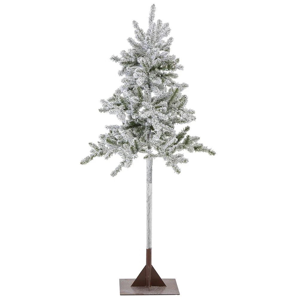 6'Hx37"W Flocked Pine Artificial Tree, Pre-Lit -Green - Image 3