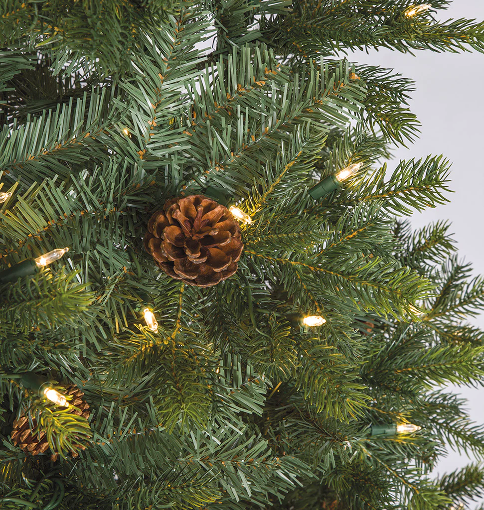 6'Hx39"W PE Mixed Needle Spruce & Pinecone Artificial Christmas Tree, LED Pre-Lit -Green/Brown - Image 3