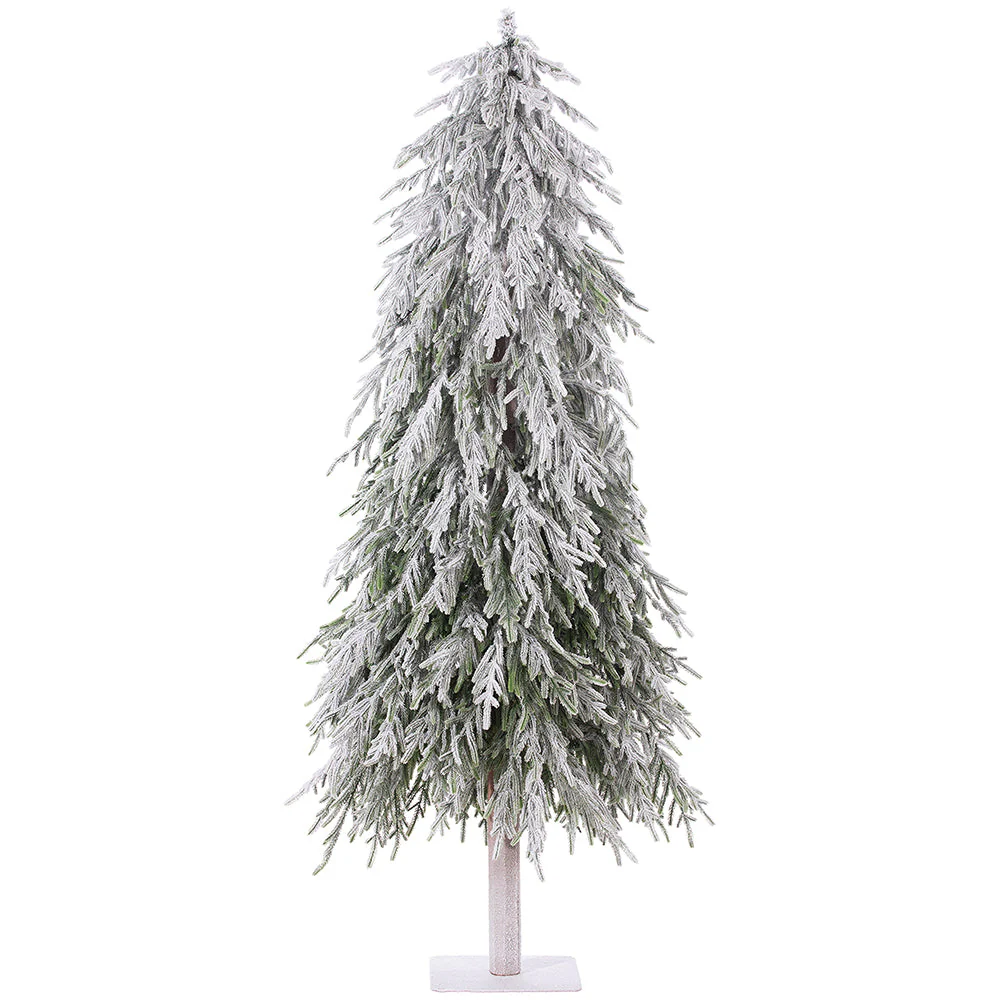 6'Hx40"W Flocked Artificial Willow Pine Tree, Unlit -White