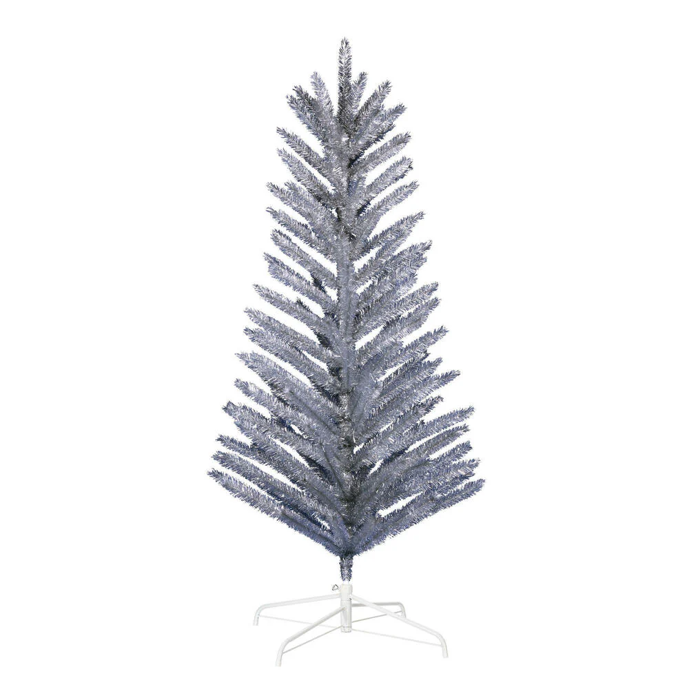 6'Hx43"W Vintage Aluminum Pine Artificial Christmas Tree, Unlit -Silver
