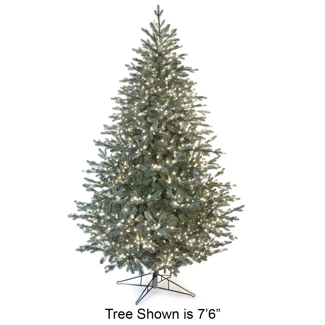 6'Hx45"W PE Blue Swiss Pine Artificial Christmas Tree, Micro LED Pre-Lit -Green/Blue